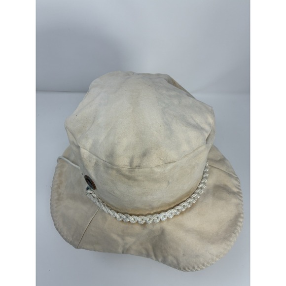 Vintage Hokanson's Sails Canvas Sailing Sun Hat Off White Wide Brim Large - Picture 7 of 9